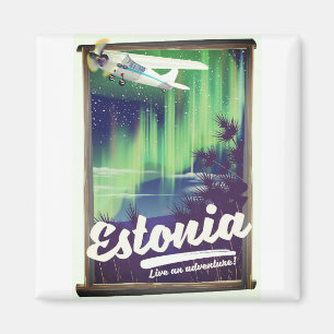 Estonia Northern lights adventure poster. Magnet