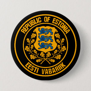 Estonia Round Emblem 3 Inch Round Button