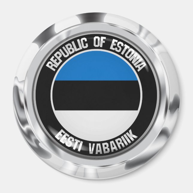 Estonia Round Emblem Magnet (Front)