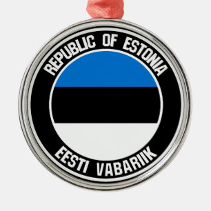 Estonia Round Emblem Metal Ornament