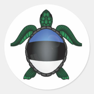 Estonia sea turtle flag classic round sticker