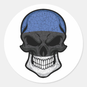 Estonia Smiling Skull Flag Classic Round Sticker