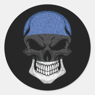 Estonia Smiling Skull Flag Classic Round Sticker
