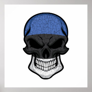 Estonia Smiling Skull Flag Poster