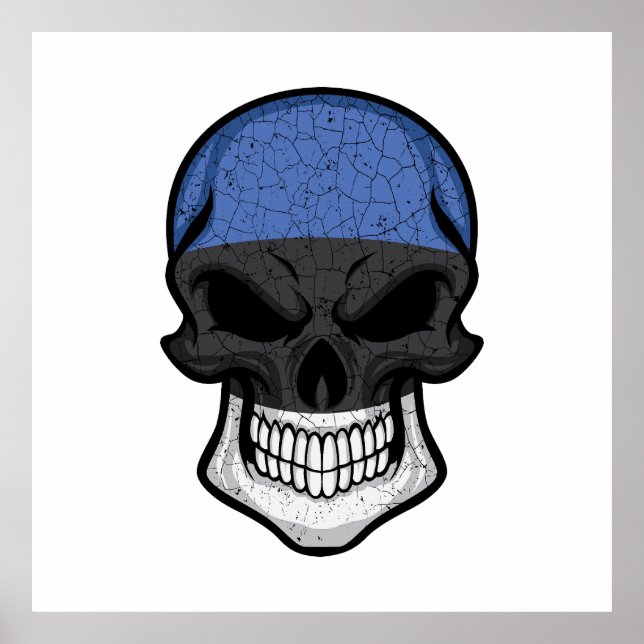 Estonia Smiling Skull Flag Poster (Front)