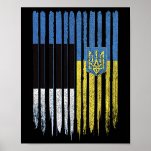 Estonia Ukraine Estonian Ukrainian Flag Poster