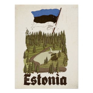 Estonia Vintage Travel Poster