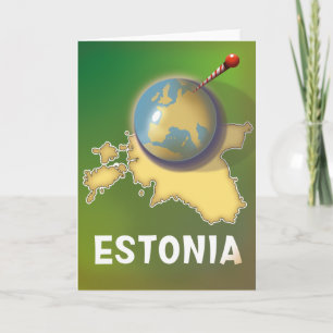 Estonia Vintage travel poster map Holiday Card