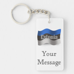 Estonia Waving Flag Keychain