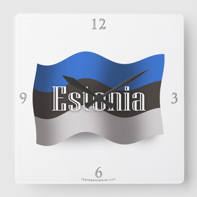 Estonia Waving Flag Square Wall Clock (Front)