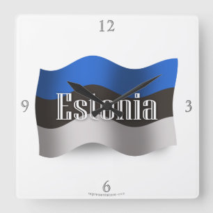 Estonia Waving Flag Square Wall Clock