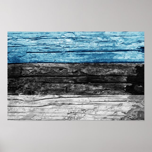 Estonia wooden flag poster (Front)