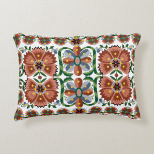 Estonian antique folk art design with flowers accent pillow