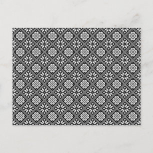 Estonian Black and White Knitting Pattern Postcard