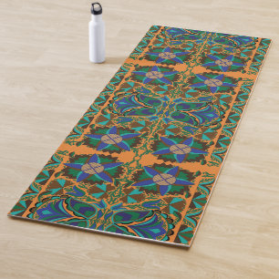 Estonian Blue Vintage folk art flower pattern Yoga Mat