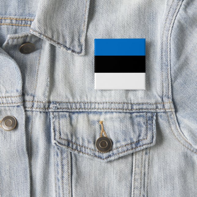 Estonian Flag 2 Inch Square Button (In Situ)