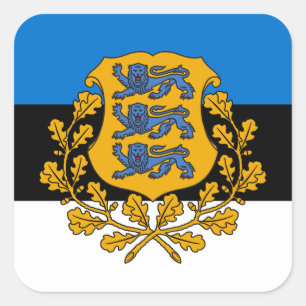 Estonian Flag & Coat of Arms, Flag of Estonia Square Sticker