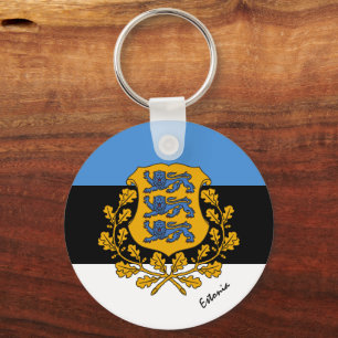 Estonian flag, emblem & Estonia holiday / sports Keychain