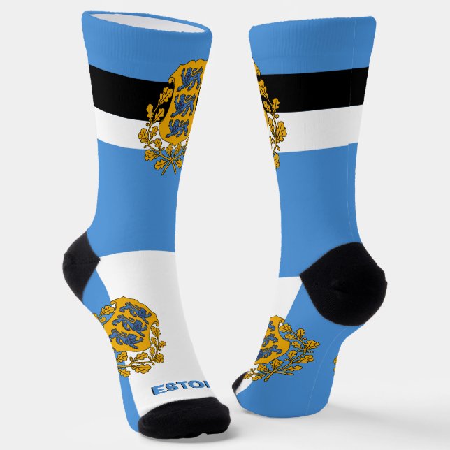 Estonian Flag Patriotic, Sustainable Estonia Socks (Angled)