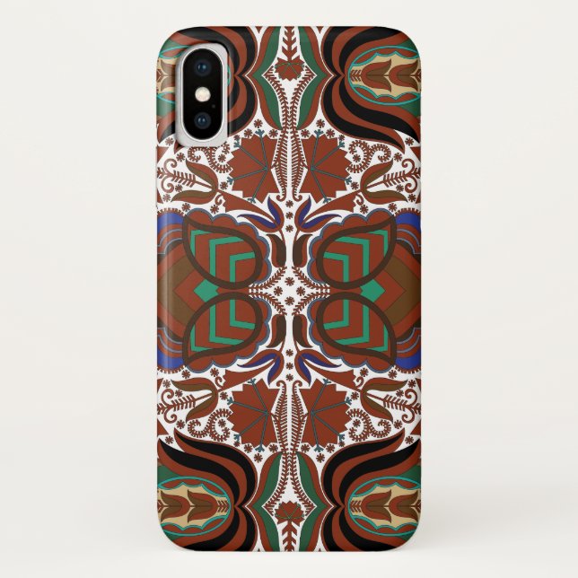 Estonian rustic folk art pattern with flowers Case-Mate iPhone case (Back)