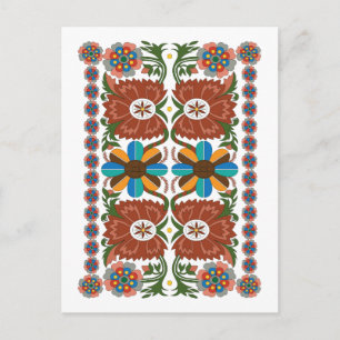 Estonian vintage folk art floral pattern postcard