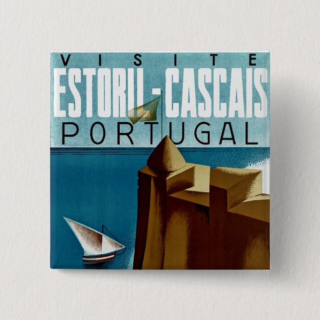 Estoril - Cascais Portugal 2 Inch Square Button (Front)