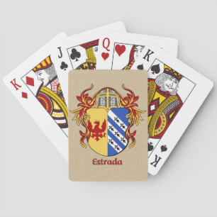 Estrada Heraldic Shield with Mantling Playing Cards
