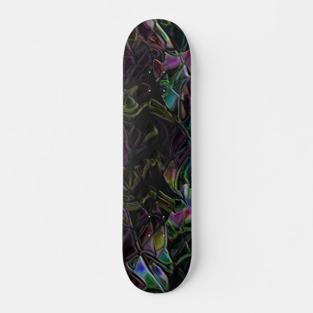 Estranho colorido chamativo ofuscado na escuridão skateboard (Front)