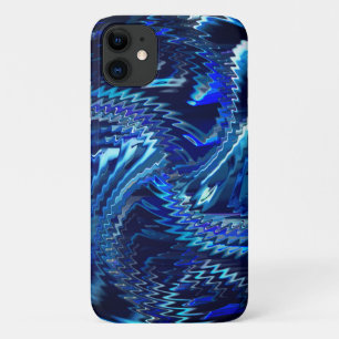 Estrela azul ondulada com traçados em ziguezague iPhone 11 case