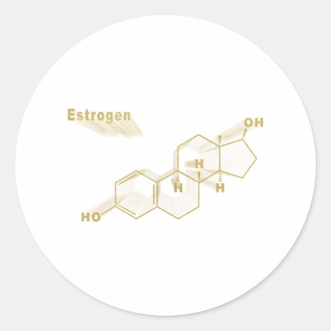 Estrogen Hormone Structural chemical formula gold Classic Round Sticker (Front)