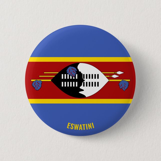 Eswatini Flag Charming Patriotic 2 Inch Round Button (Front)