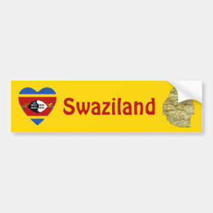 Eswatini Flag Heart + Map Bumper Sticker