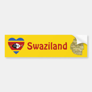 Eswatini Flag Heart + Map Bumper Sticker