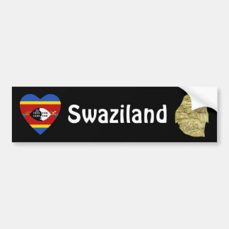 Eswatini Flag Heart + Map Bumper Sticker