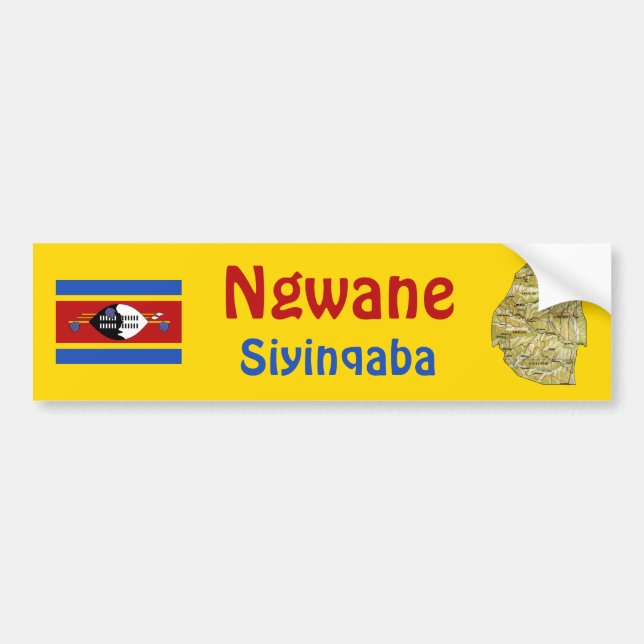 Eswatini Flag + Map Bumper Sticker (Front)