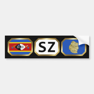Eswatini Flag Map Code Bumper Sticker