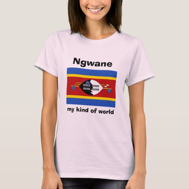 Eswatini Flag + Map + Text T-Shirt (Front)