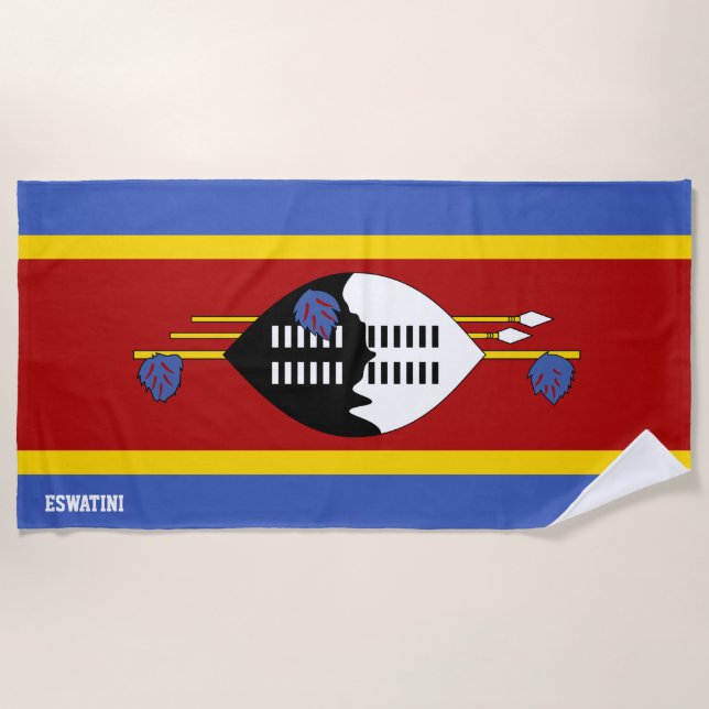 Eswatini Flag Splendid Patriotic Beach Towel (Front)