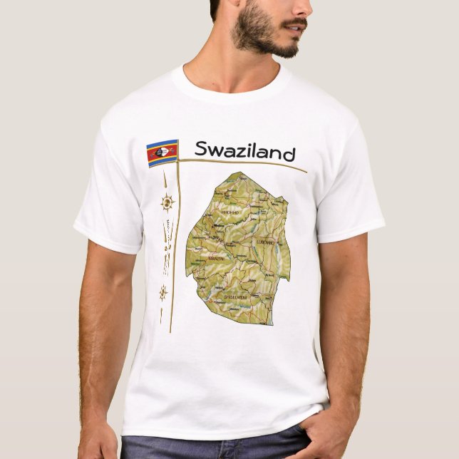 Eswatini Map + Flag + Title T-Shirt (Front)