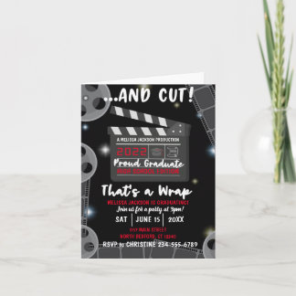 Et Cut That's a Wrap Graduation Black Invitation