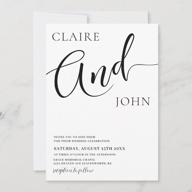 Et Faire-part de mariage de script (Devant)