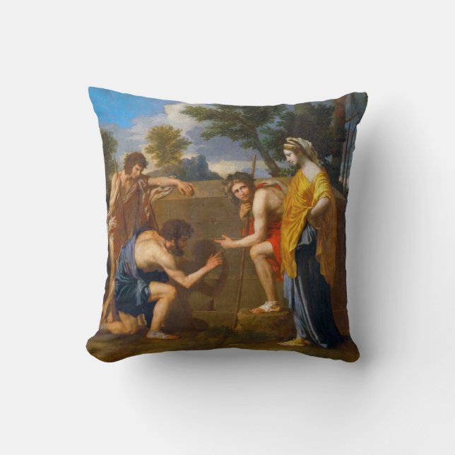 Et in Arcadia ego, Poussin Throw Pillow (Front)