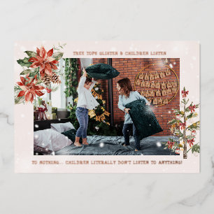 Et Les Enfants Écoutent Carte photo de Noël amus