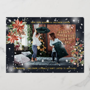 Et Les Enfants Écoutent   Carte photo de Noël amus