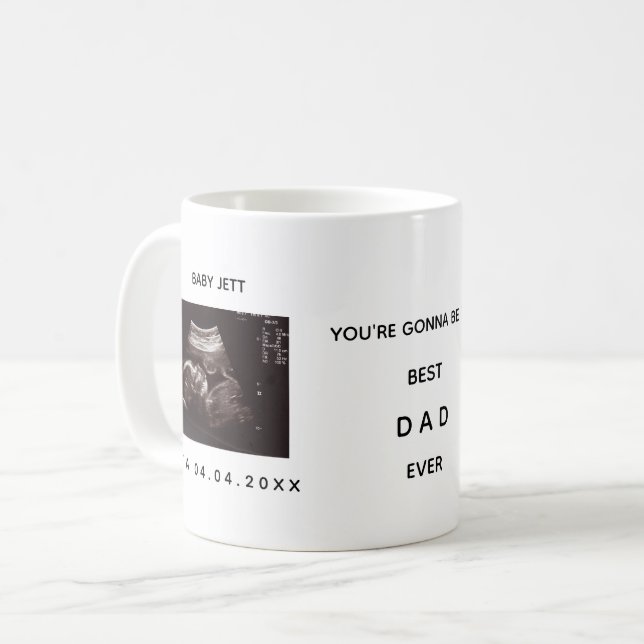 ETA Ultrasound Photo Best Dad Ever Black & White Coffee Mug (Front Left)