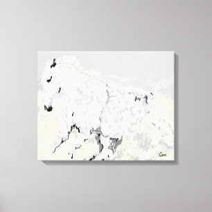 Étalon blanc de toile en mouvement