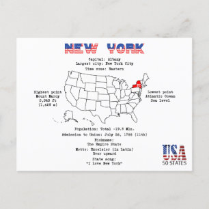 Etat américain de New York sur une carte et des in