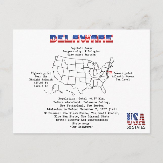 État américain du Delaware sur une carte et des in (Devant)