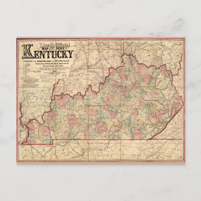 État de carte du Kentucky par James Lloyd (1862) (Devant)