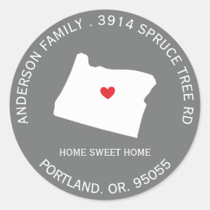 État de OREGON   Nouveau Sticker Étiquette d'adres